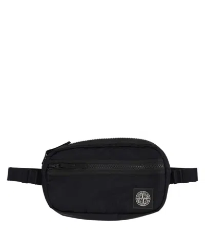 Stone Island Black Logo Small Crossbody Bag In Purple