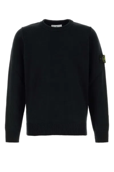 STONE ISLAND BLACK LOGO SWEATER