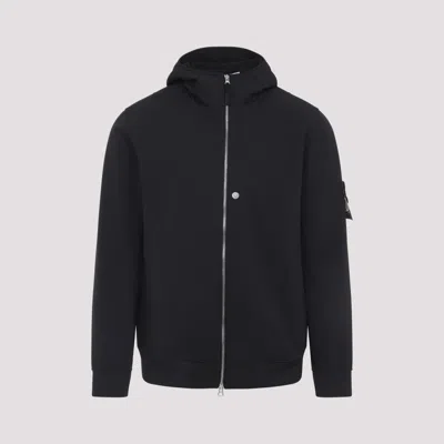 STONE ISLAND BLACK LOGO ZIP UP JACKET