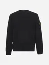 Stone Island Black Malfilé Cotton Fleece Crewneck Sweatshirt