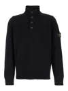 Stone Island Ribbed Cuffs Turtleneck Sweater In Black