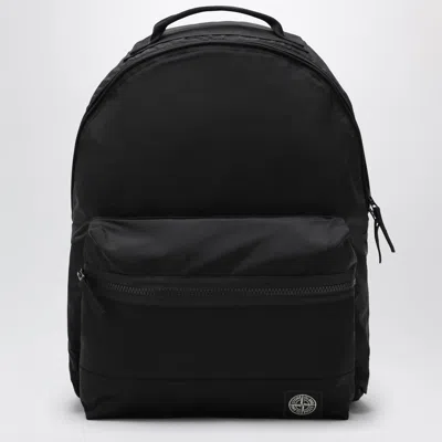 Stone Island Black Nylon Backpack With Logo Patch