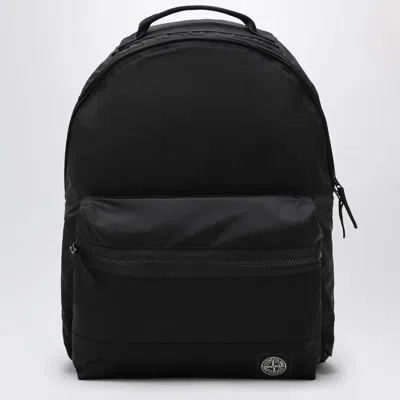 Stone Island Black Nylon Backpack With Logo Patch