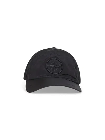 Stone Island Black Nylon Baseball Cap