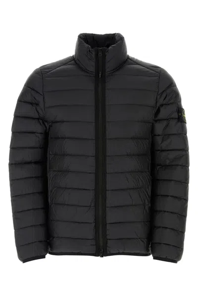 STONE ISLAND BLACK NYLON DOWN JACKET