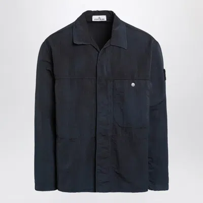 Stone Island Black Nylon Jacket In Blue