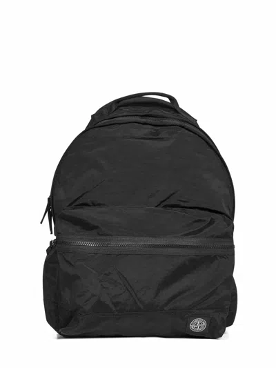 STONE ISLAND BLACK NYLON METAL BACKPACK