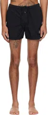Stone Island Compass Patch Drawstring Swim Shorts In A0029 Black