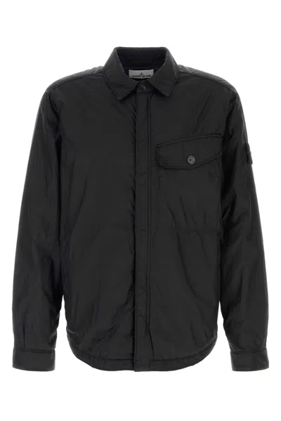 STONE ISLAND BLACK NYLON PADDED JACKET