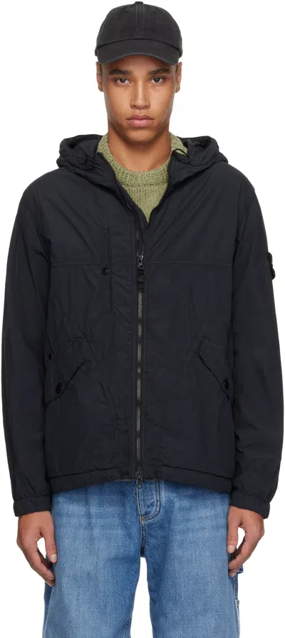 Stone Island Black Nylon Smerigliato Ghost Jacket In V0029 Black