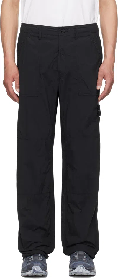 Stone Island Black Nylon Smerigliato Ghost Trousers In V0029 Black