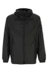 Stone Island Nylon Windbreaker With Hood And Pockets In Black