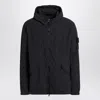 Stone Island Logo Patch Zip-up Windbreaker Jacket In Black