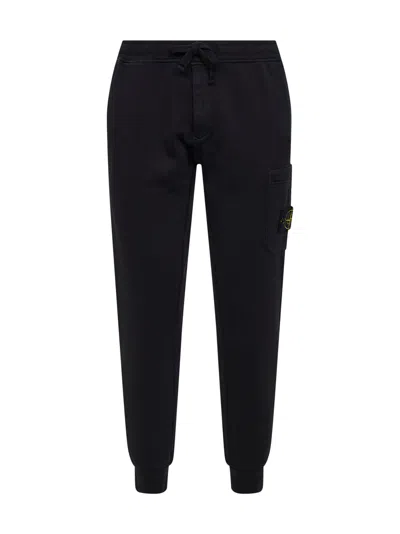 Stone Island Cotton Jogger Trousers With Cargo Pocket And Compass Badge In Black