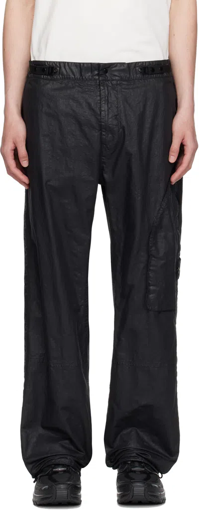 Stone Island Black Organic Look Nylon Panama-tc Cargo Pants
