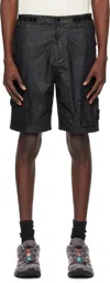Stone Island Black Organic Look Nylon Panama-tc Shorts