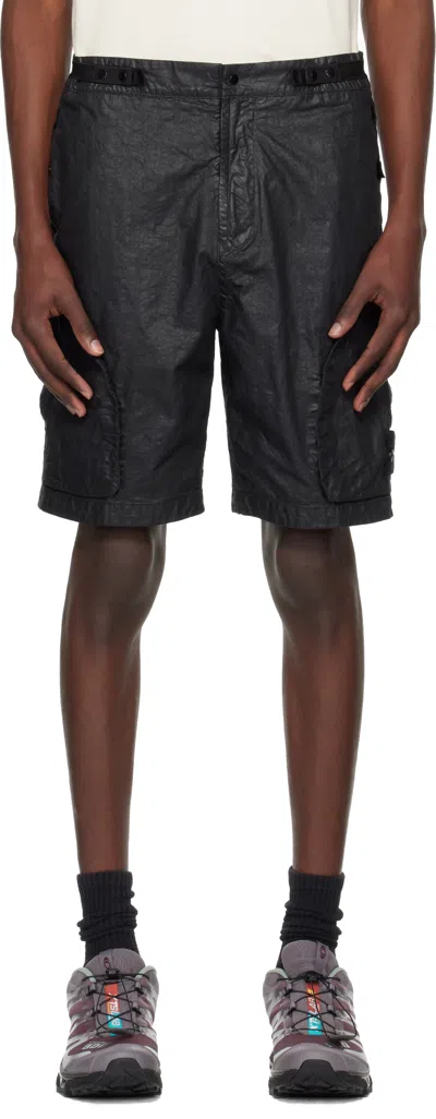 Stone Island Black Organic Look Nylon Panama-tc Shorts