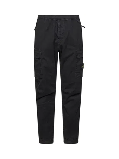 Stone Island Black Organic Stretch Broken Twill Cargo Trousers In Multi