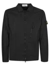 Stone Island Black Overshirt With Zip Closure In Black
