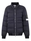 Stone Island Black Padded Bomber Jacket In Blue