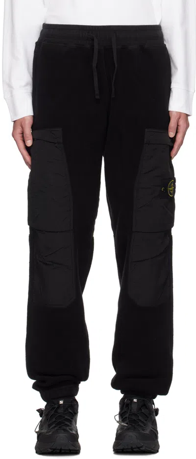 Stone Island Black Paneled Sweatpants In V0029 Black