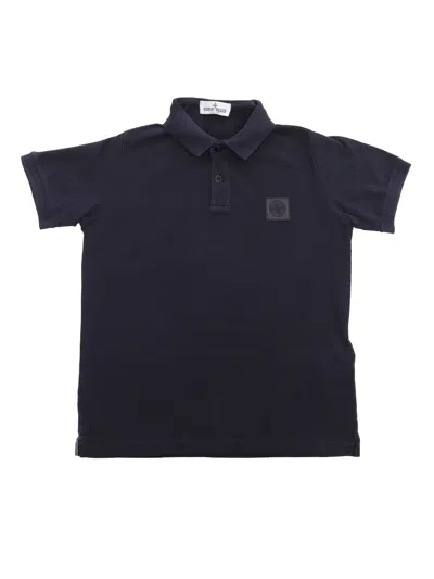 Stone Island Black Polo In Blue