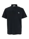 STONE ISLAND STONE ISLAND BLACK POLO SHIRT WITH LOGO PATCH ON THE FRONT