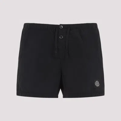 STONE ISLAND MEN BLACK POLYAMIDE SHORTS, 30 LUXURY SHORTS FOR MEN DARVEYS