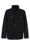 Stone Island Polyester Jacket With Buttoned Cuffs And Zippered Pockets In Black