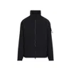 Stone Island Logo Zip-up Jacket In Black