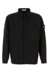 Stone Island Compass-patch Zip-up Overshirt In Blue