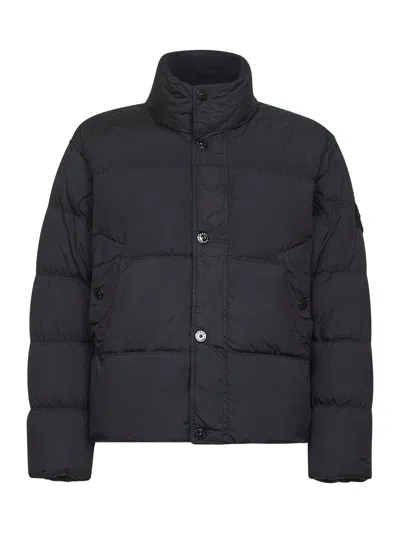 STONE ISLAND BLACK RECYCLED NYLON REPS DOWN JACKET