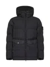 Stone Island Hooded Down Jacket In Black