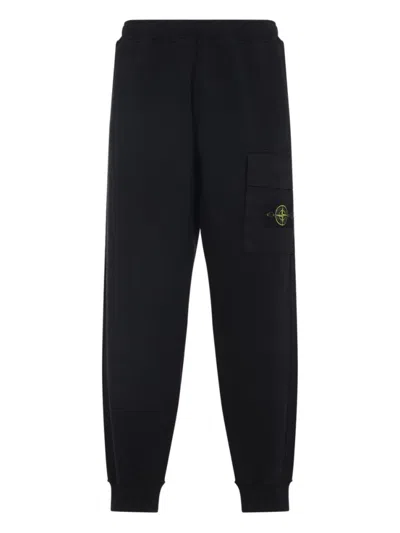STONE ISLAND BLACK REGULAR FIT JOGGERS