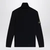 Stone Island Black Ribbed Turtleneck Sweater In Black