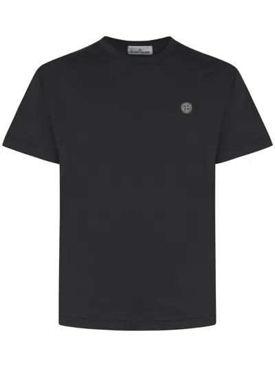 STONE ISLAND BLACK SHORT-SLEEVE T-SHIRT