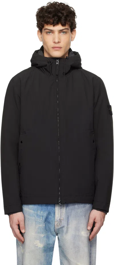 Stone Island Black Short Soft Shell Jacket In V0029 Black