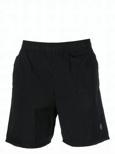 Stone Island Black Shorts With Elastic Waistband