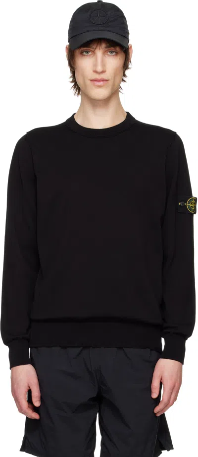 Stone Island Black Soft Organic Cotton Crewneck Sweater In V0029 Black