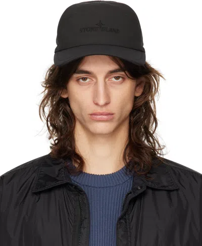 Stone Island Black Soft Shell 5 Panel Cap In V0029 Black