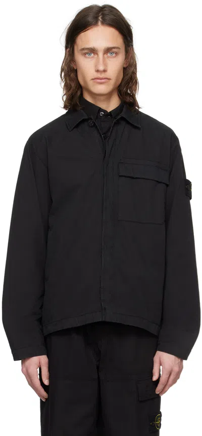 Stone Island Black Spread Collar Jacket In V0029 Black
