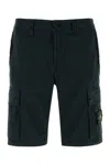 Stone Island Black Stretch Cotton Bermuda Shorts In Black