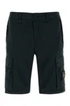 Stone Island Black Stretch Cotton Bermuda Shorts In Black
