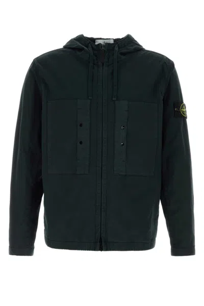 STONE ISLAND BLACK STRETCH COTTON JACKET