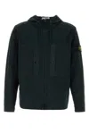 Stone Island Short Parka With Elastic Hem And Hood In Blue