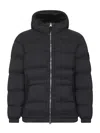 Stone Island Black Stretch Nylon Hooded Down Jacket In Black