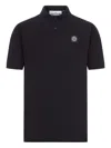 Stone Island Logo-patch Cotton Polo Shirt In Black