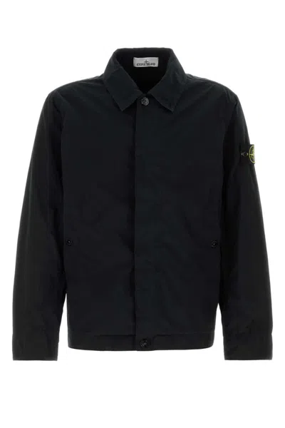 STONE ISLAND BLACK STRETCH POLYESTER JACKET