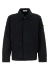 Stone Island Blue Jacket With Classic Collar And Logo Patch On The Sleeve In Tech Fabric Man