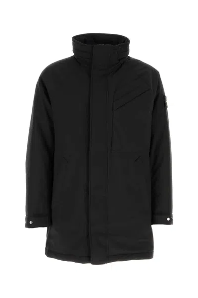 STONE ISLAND BLACK STRETCH POLYESTER PADDED JACKET